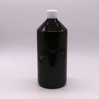 ダークブラウン 透き通る PET 1000ml 液体薬剤ボトル 28mm 防腐キャップ