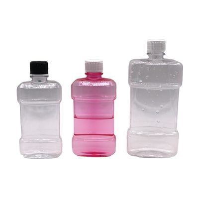 スクリーンプリント 500ml PET 独特の形状の液体マウスウォッシュ スクロールキャップ付きプラスチックボトル