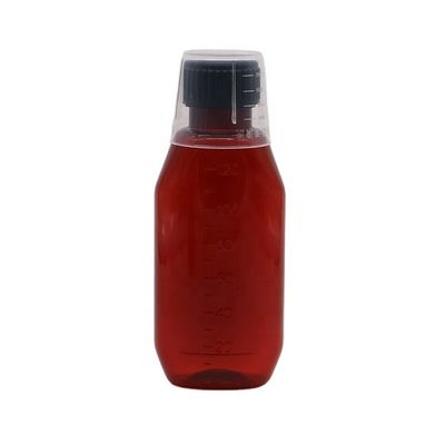 スクリューキャップ 120ml アンバーオバル薬局容器 子供用安全キャップとエープルシロップ