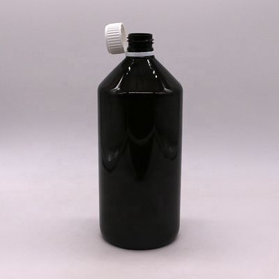ダークブラウン 透き通る PET 1000ml 液体薬剤ボトル 28mm 防腐キャップ