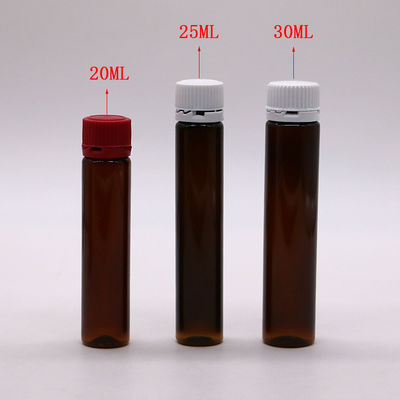20ML/20CC スリム スムーズ アンバー プラスチック 口服液体ボトル 防腐キャップ 液体医療用
