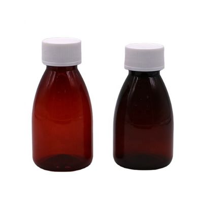 パーソナライズされた色 100ml PET アンバー プラスチック 口服液体 薬剤級 ボトル 安全蓋付き