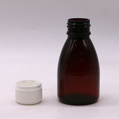 パーソナライズされた色 100ml PET アンバー プラスチック 口服液体 薬剤級 ボトル 安全蓋付き