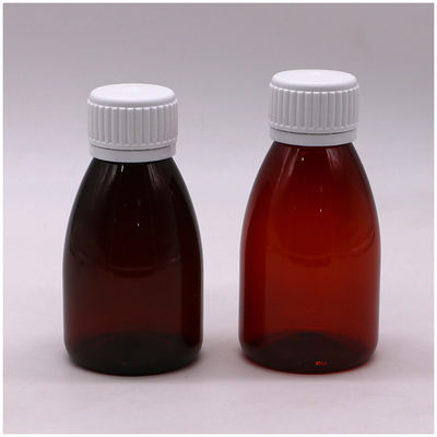 パーソナライズされた色 100ml PET アンバー プラスチック 口服液体 薬剤級 ボトル 安全蓋付き