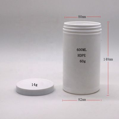 600mL 20oz PET 空 HDPE 直丸型プラスチック粉末 螺旋蓋付き薬剤容器