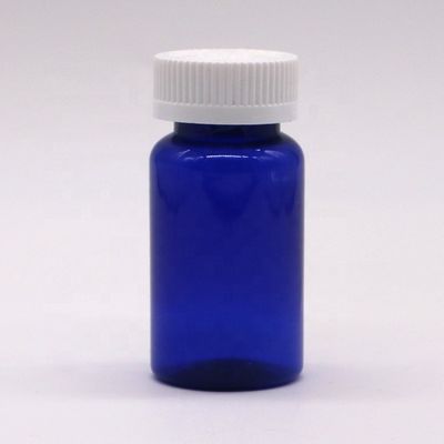 2OZ/60ml/CC スクロールキャップ付き青いプラスチックカプセルボトル PET素材 32mm ネックサイズ
