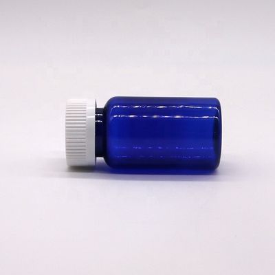 2OZ/60ml/CC スクロールキャップ付き青いプラスチックカプセルボトル PET素材 32mm ネックサイズ