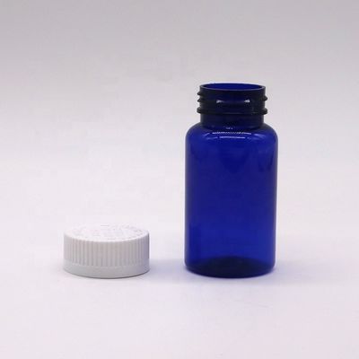 2OZ/60ml/CC スクロールキャップ付き青いプラスチックカプセルボトル PET素材 32mm ネックサイズ