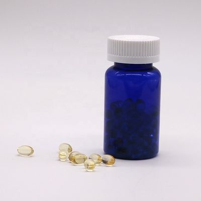 2OZ/60ml/CC スクロールキャップ付き青いプラスチックカプセルボトル PET素材 32mm ネックサイズ