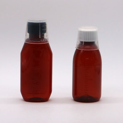 スクリューキャップ 120ml アンバーオバル薬局容器 子供用安全キャップとエープルシロップ