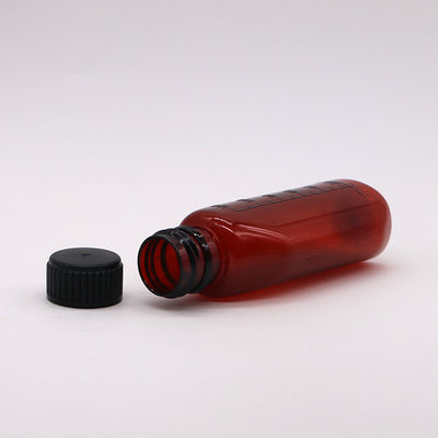 スクリューキャップ 120ml アンバーオバル薬局容器 子供用安全キャップとエープルシロップ