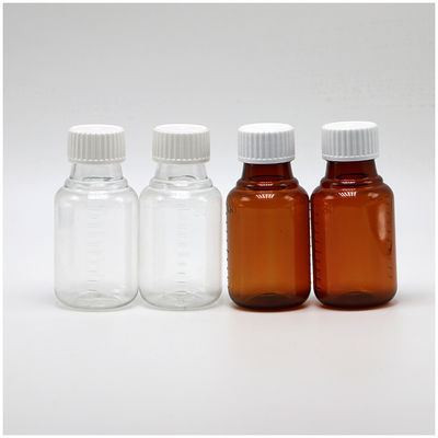 100ml PET アンバー/ブルー メイプル 咳シロップ 口服液体ボトル CRC キャップと熱シール