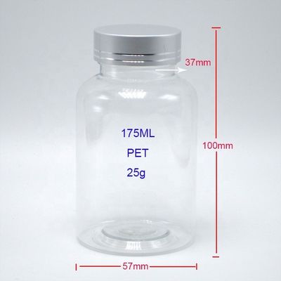 PETプラスチックボトル ボストン丸型 白/透明な薬剤容器 防水蓋付き