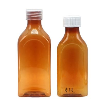 スクロールキャップ240ml PET 口腔液体 子供の安全と医療用液体のためのフラット方形のボトル
