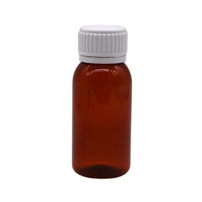 60ml 丸いアンバー レシピ薬局 PET液体薬 蓋付きのスケーラ付き容器