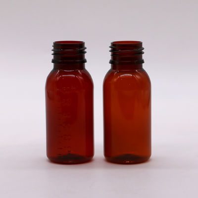 60ml 丸いアンバー レシピ薬局 PET液体薬 蓋付きのスケーラ付き容器