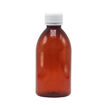 250ml 丸いアンバー レシピ薬局 PET液体薬 蓋付き 縮小容器