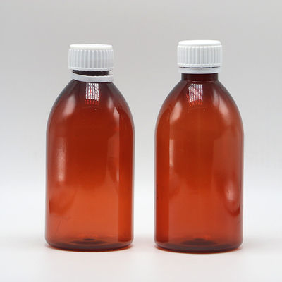 250ml 丸いアンバー レシピ薬局 PET液体薬 蓋付き 縮小容器