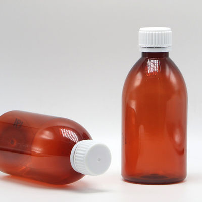250ml 丸いアンバー レシピ薬局 PET液体薬 蓋付き 縮小容器