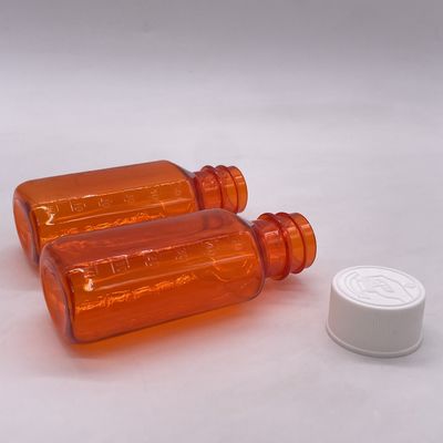 60ml PET プラスチック製の薬剤液体ボトル,子供に耐えるキャップとスクリーンプリント