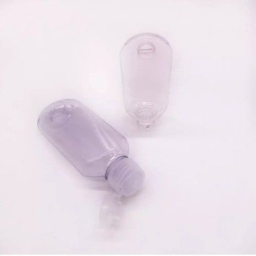 透明 50ml PET ハンドウォッシュ コンテナ ポータブル 再充填可能 空き 旅行 フック付き 圧縮ボトル