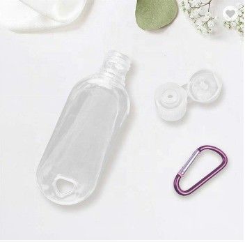 透明 50ml PET ハンドウォッシュ コンテナ ポータブル 再充填可能 空き 旅行 フック付き 圧縮ボトル