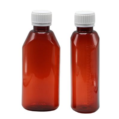 200ml オバルのアンバー レシピ薬局 PET液体薬容器 蓋とスケール