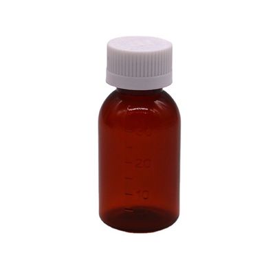 30ml PET アンバー プラスチック シロップ 液体 ボトル 改変 防止 スクリュー 蓋 身体 素材 PET