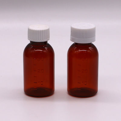 30ml PET アンバー プラスチック シロップ 液体 ボトル 改変 防止 スクリュー 蓋 身体 素材 PET
