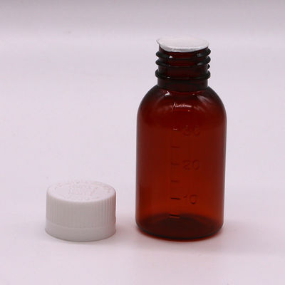 30ml PET アンバー プラスチック シロップ 液体 ボトル 改変 防止 スクリュー 蓋 身体 素材 PET