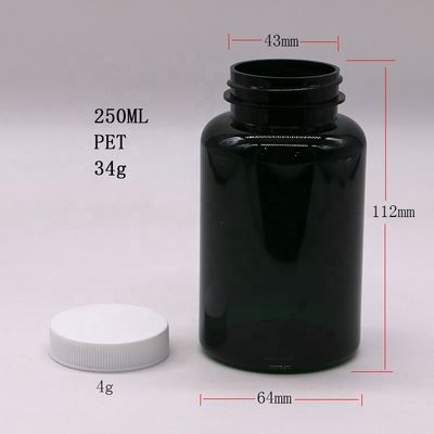 250ML パーソナライズ可能なPET 医療用プラスチックボトル 錠剤カプセル マット/フローズド色
