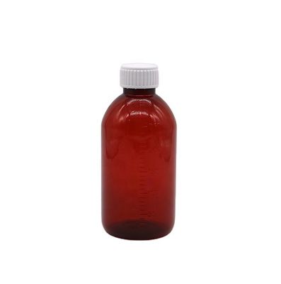 250ml アンバーPET液体薬剤ボトル 螺旋蓋と薬局薬剤容器