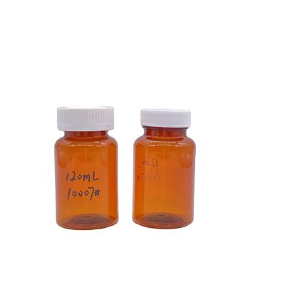 アンバーカラー 120ml PETボトル 白スクリューキャップ/子供に耐えるキャップ 2780 pcs