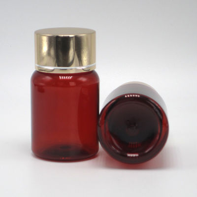 40ml/1.3oz アンバー PET錠 カプセル シルバーアルミニウムスクリューキャップ付き魚油ボトル