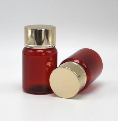40ml/1.3oz アンバー PET錠 カプセル シルバーアルミニウムスクリューキャップ付き魚油ボトル