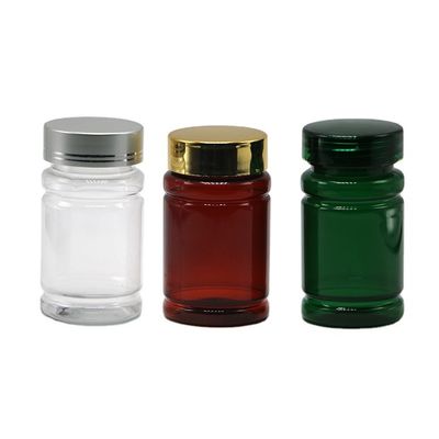 オーダーメイドカラーとゴールドシルバーコーティングキャップの80mlPET錠剤薬瓶