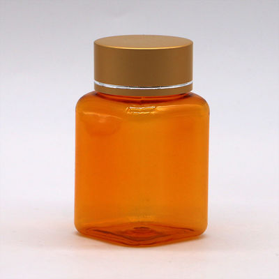 90ml/3OZ PET Square 黄色/オレンジ カプセル 錠剤 ボトル ローズ ゴールド カップ と 熱シール
