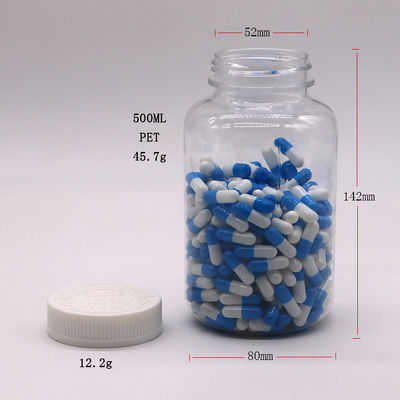 500ml プラスチック製 PET 製薬容器,スクリーンプリントと子供に耐えるキャップ