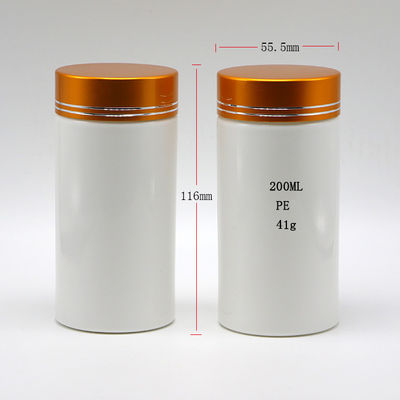 薬局 200ml HDPE プラスチックボトル スクリューキャップと直角シリンダー形