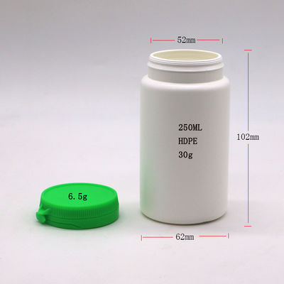 カプセルサプリメント用 250ml 丸い HDPE プラスチックボトル カップを剥がす